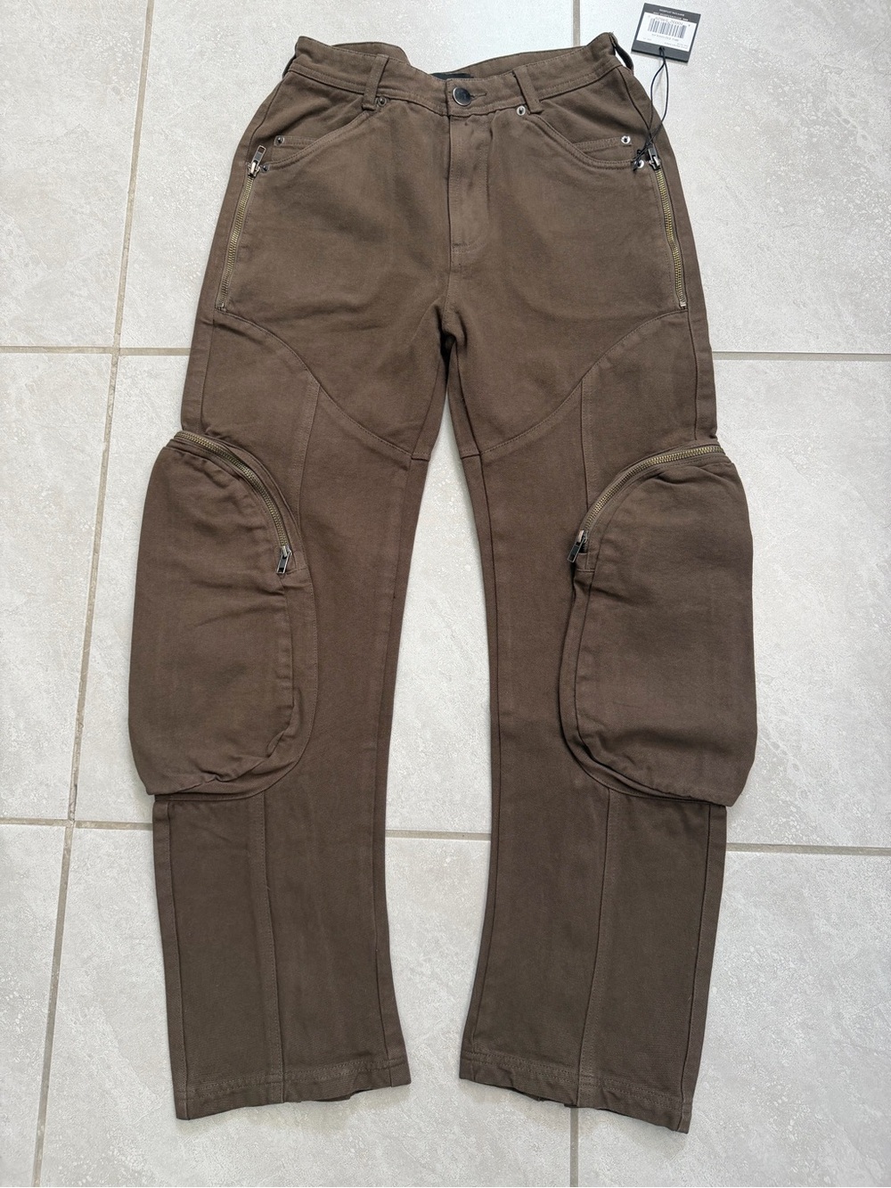 Women's Brown Cargo Pants with Zip Pockets - Utility Style